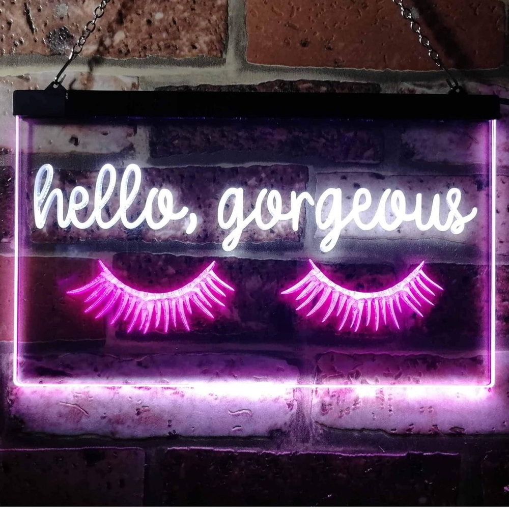 Neon Sign 'Hello Gorgeous' Pink and White